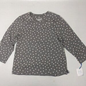 NEW-Size S Womans Sleep Sense 3/4 Sleeve Crew Neck Sleep Shirt Cotton Blend Gray